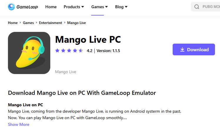 gameloop-mango-live-pc