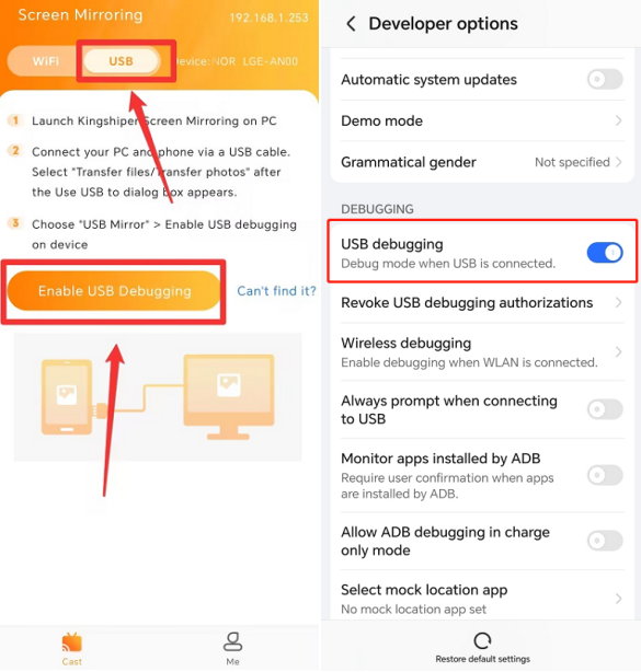 kingshiper-usb-debugging-mango-live-pc