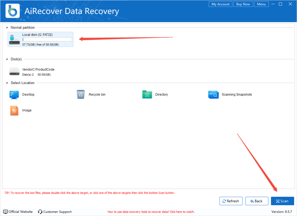 airecover-select-partition