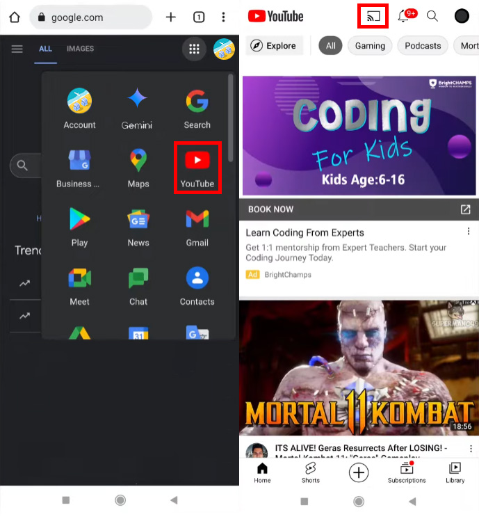 cast from chrome mobile browser
