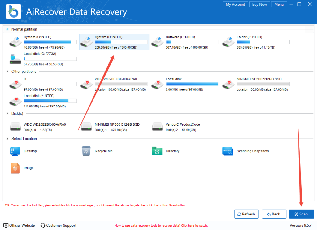 airecover-deleted-youtube-deep-recovery-scan-partition