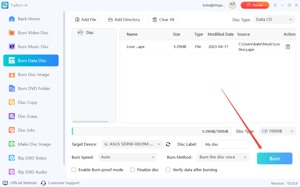 start-burning-process