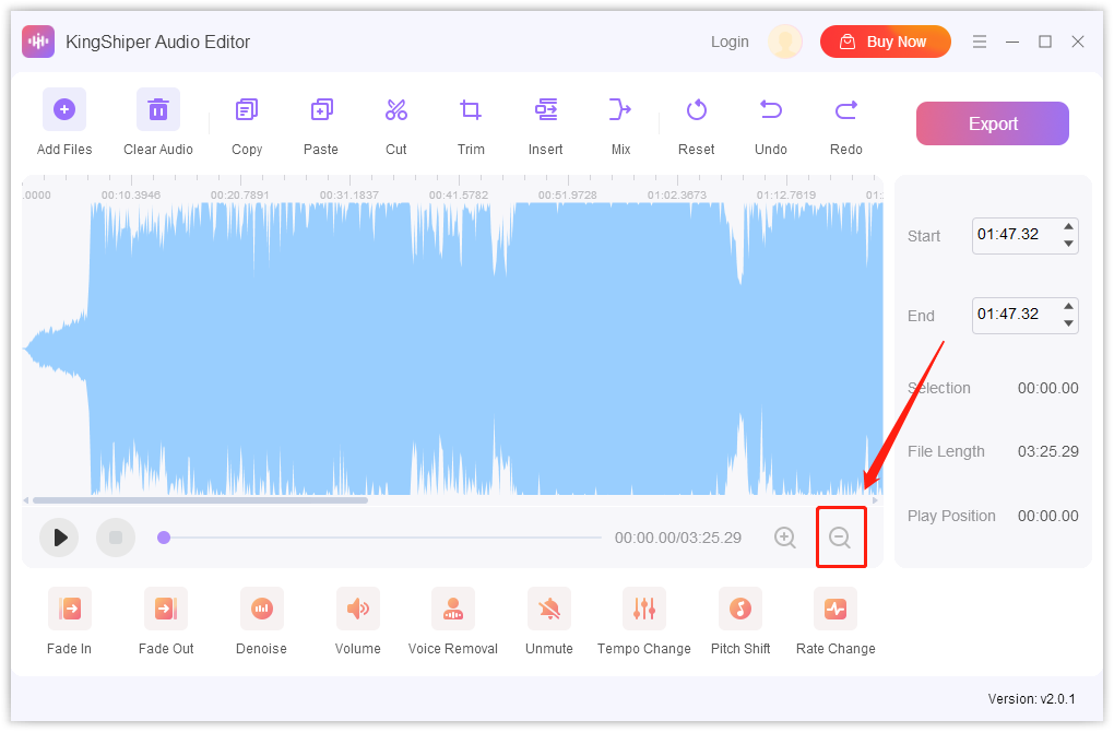 How to Zoom In & Out in KingShiper Audio Editor