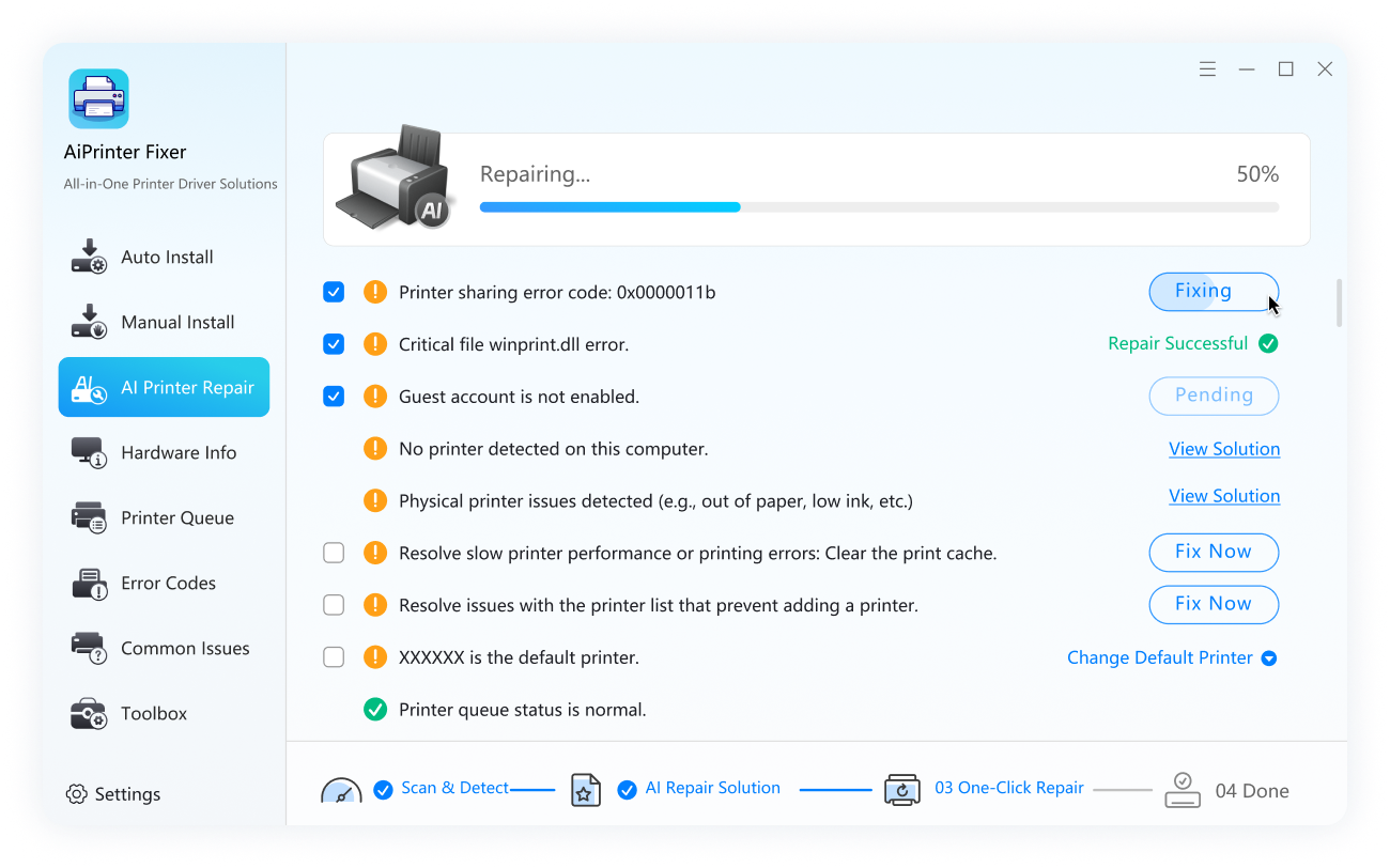 Printer smart diagnosis display