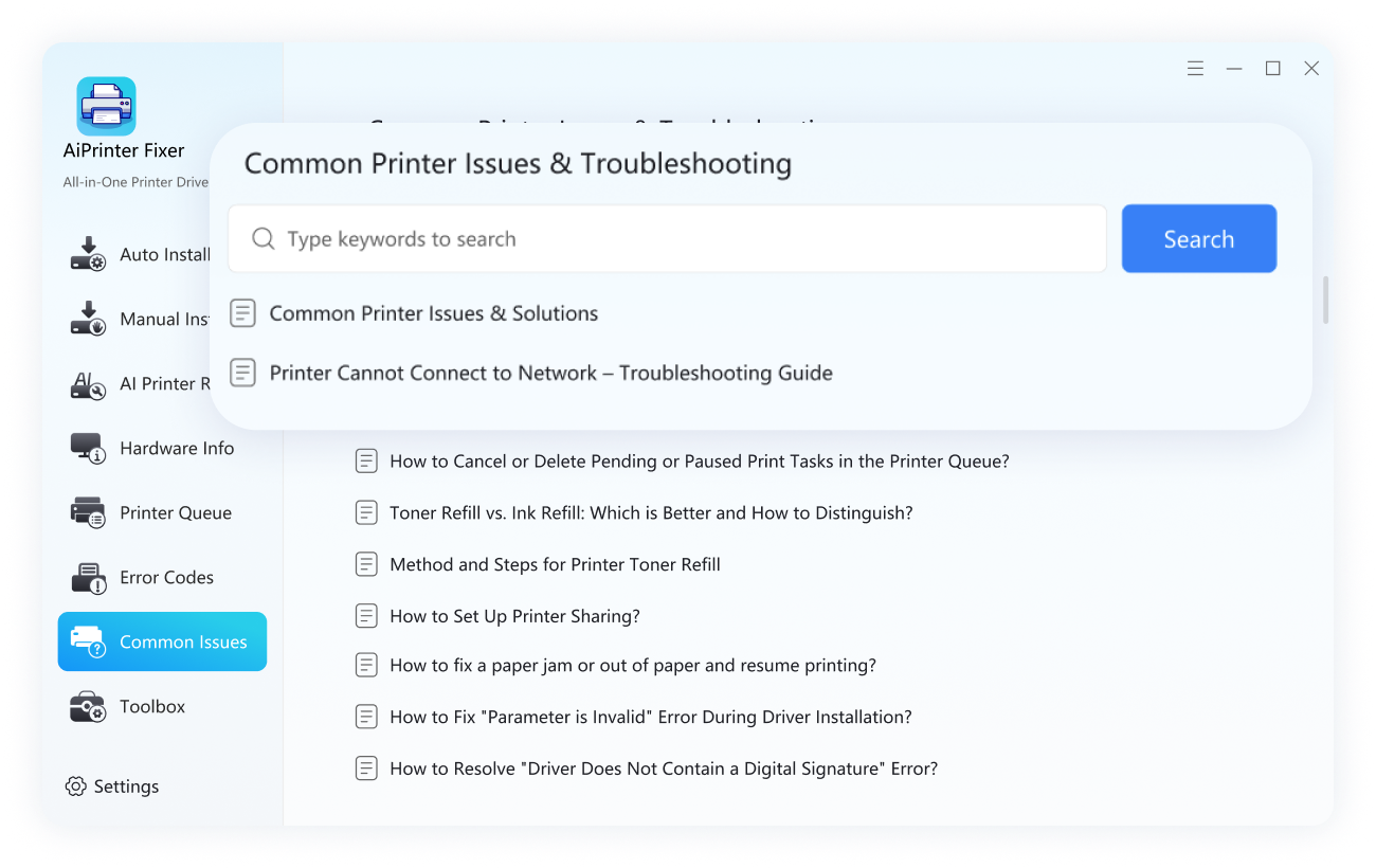 Driver troubleshooting display